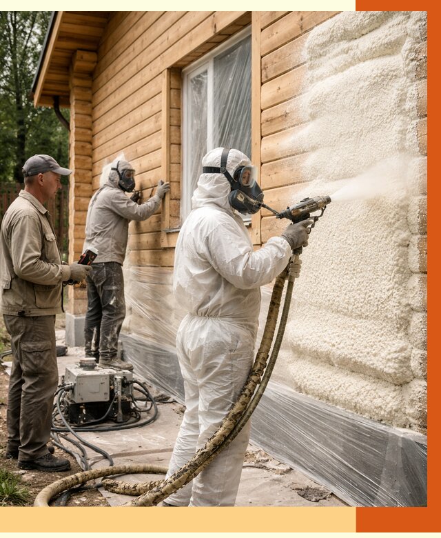 Утепление дома из бруса ППУ в Нижневартовске от 3989 руб/м2 под ключ | ТепломастерНжт